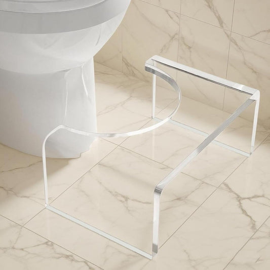 Acrylic 7 Inches Toilet Stool Squat Set of 2, Clear Bathroom Poop Potty Stool for Adults, Strong Load-Bearing, Easily Blend into Any Bathroom (Clear-2PCS)