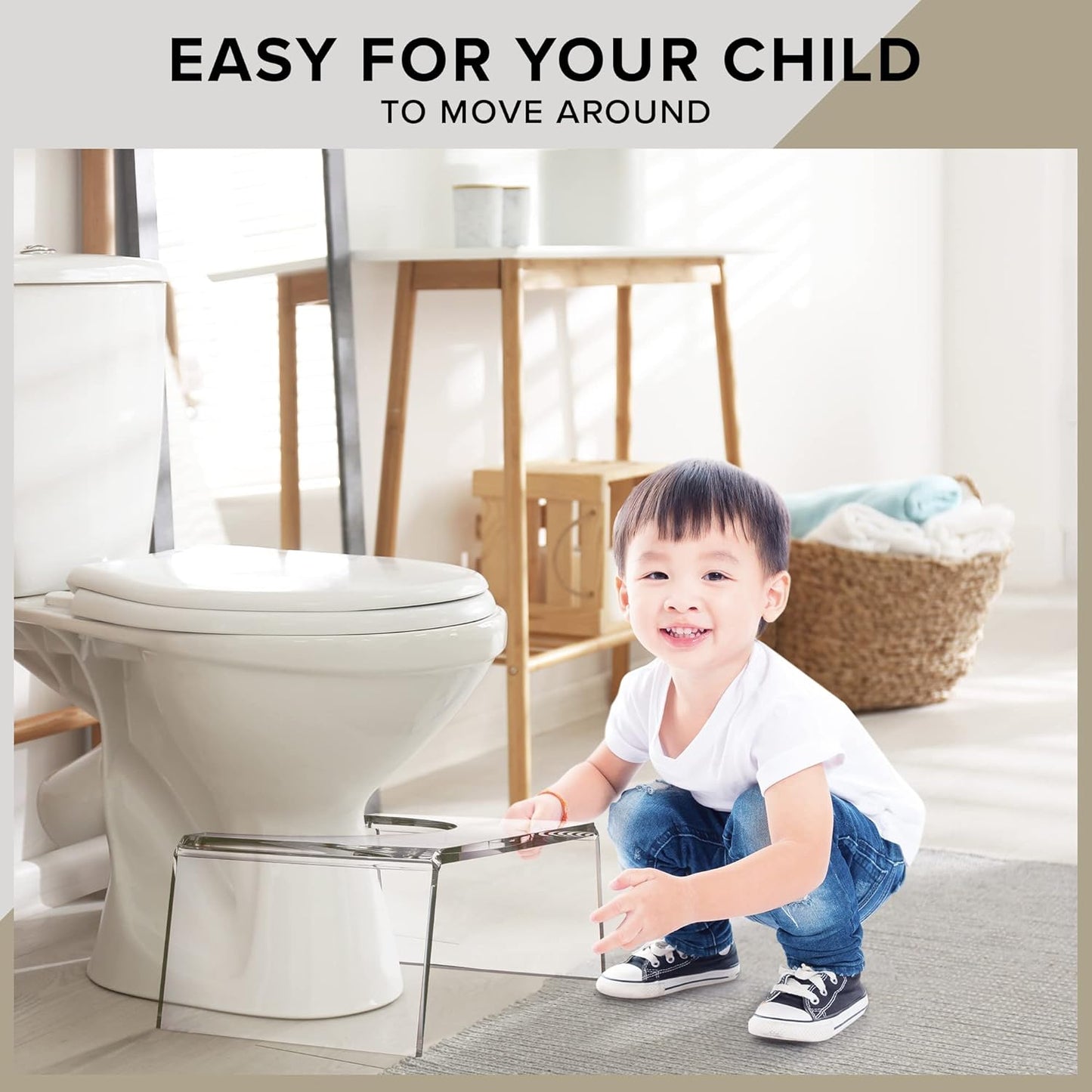 Clear Acrylic Step Stool for Kids - Potty Training Aid, Modern Foot Stool for Toddlers, Children Bathroom & Toilet Chair | 7.5'' High