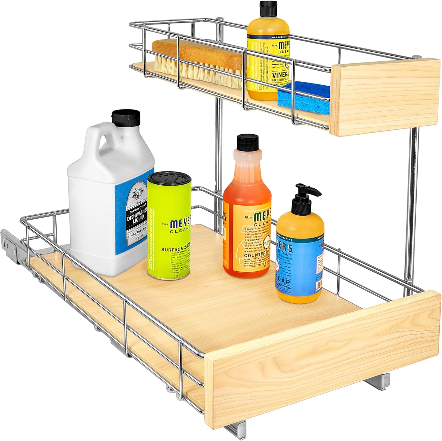 LYNK PROFESSIONAL® Pull Out Under Sink Kitchen Cabinet Organizer - 11.5 in. x 21 inch deep Drawer - Sliding Shelf Organizer for Cabinets and Undersink Storage Shelves - Lifetime Ltd. Warranty – Chrome