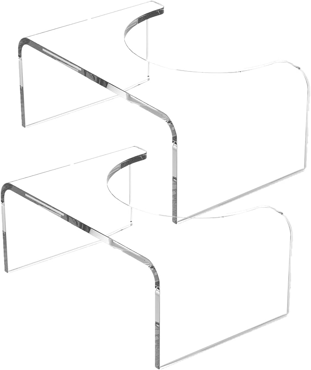 Acrylic 7 Inches Toilet Stool Squat Set of 2, Clear Bathroom Poop Potty Stool for Adults, Strong Load-Bearing, Easily Blend into Any Bathroom (Clear-2PCS)