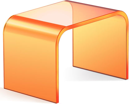 Acrylic Step Stool,Acrylic Stools,Clear Step Stools with Non-Slip for Bathroom,Holds Up to 250lbs (No Non-Slip Stool, Pack of 2)