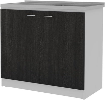 Tuhome Napoles Utility Kitchen Sink, Storage Cabinet with Shelf and Double Doors – All-in-One Kitchen Sink Cabinet for Home or Laundry