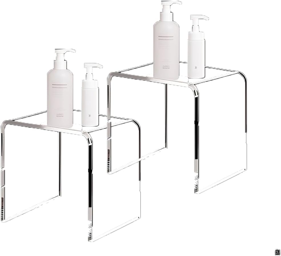 Acrylic 13.4 Inches Small Kids' Step Toilet Stool Set of 2,Clear Footstool for Bathroom, Multi-Use as Shower/Water-Resistant Stool,Seating and Placing Items (10.2" D x 13.4" W x 10.2" H（2PCS)
