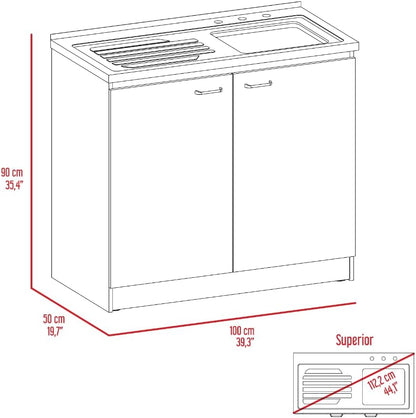 Tuhome Napoles Utility Kitchen Sink, Storage Cabinet with Shelf and Double Doors – All-in-One Kitchen Sink Cabinet for Home or Laundry