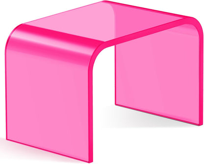 Acrylic Step Stool,Acrylic Stools,Clear Step Stools with Non-Slip for Bathroom,Holds Up to 250lbs (No Non-Slip Stool, Pack of 2)