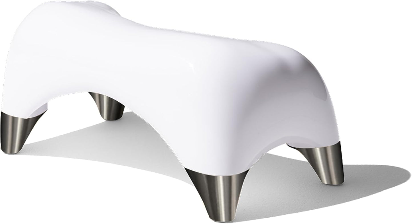 TUSHY Ottoman: A Premium Toilet Stool for The Bathroom, Modern Sleek Design | Squatting Position Helps Improves Bowel Health & Relieves Constipation (Relaxed 7.5" White/Bamboo)