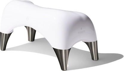 TUSHY Ottoman: A Premium Toilet Stool for The Bathroom, Modern Sleek Design | Squatting Position Helps Improves Bowel Health & Relieves Constipation (Relaxed 7.5" White/Bamboo)
