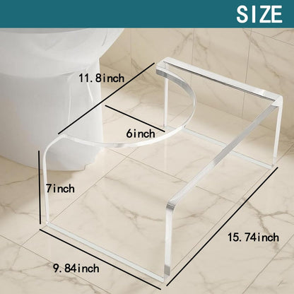 Acrylic 7 Inches Toilet Stool Squat Set of 2, Clear Bathroom Poop Potty Stool for Adults, Strong Load-Bearing, Easily Blend into Any Bathroom (Clear-2PCS)
