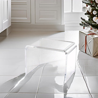 Acrylic 13.4 Inches Small Kids' Step Toilet Stool Set of 2,Clear Footstool for Bathroom, Multi-Use as Shower/Water-Resistant Stool,Seating and Placing Items (10.2" D x 13.4" W x 10.2" H（2PCS)