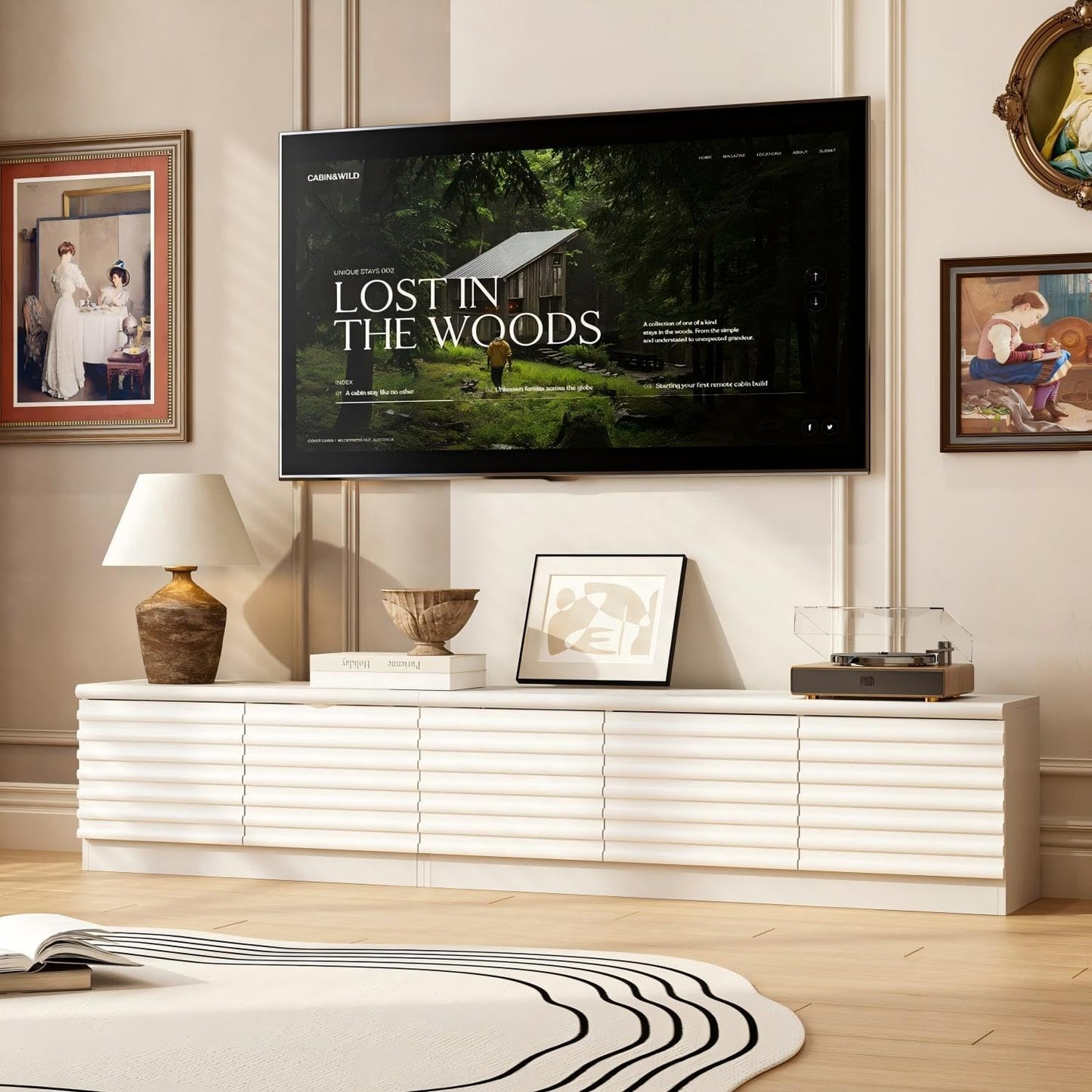 63” Floating TV Stand High Gloss TV Console with LED Lights, Wall Mount TV Console Table with 3 High Gloss Drawers, Floating Media Console for Living Room, Black, 13.8”D x 63”W x 9.8”H