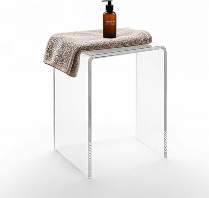 Acrylic 13.4 Inches Small Kids' Step Toilet Stool Set of 2,Clear Footstool for Bathroom, Multi-Use as Shower/Water-Resistant Stool,Seating and Placing Items (10.2" D x 13.4" W x 10.2" H（2PCS)