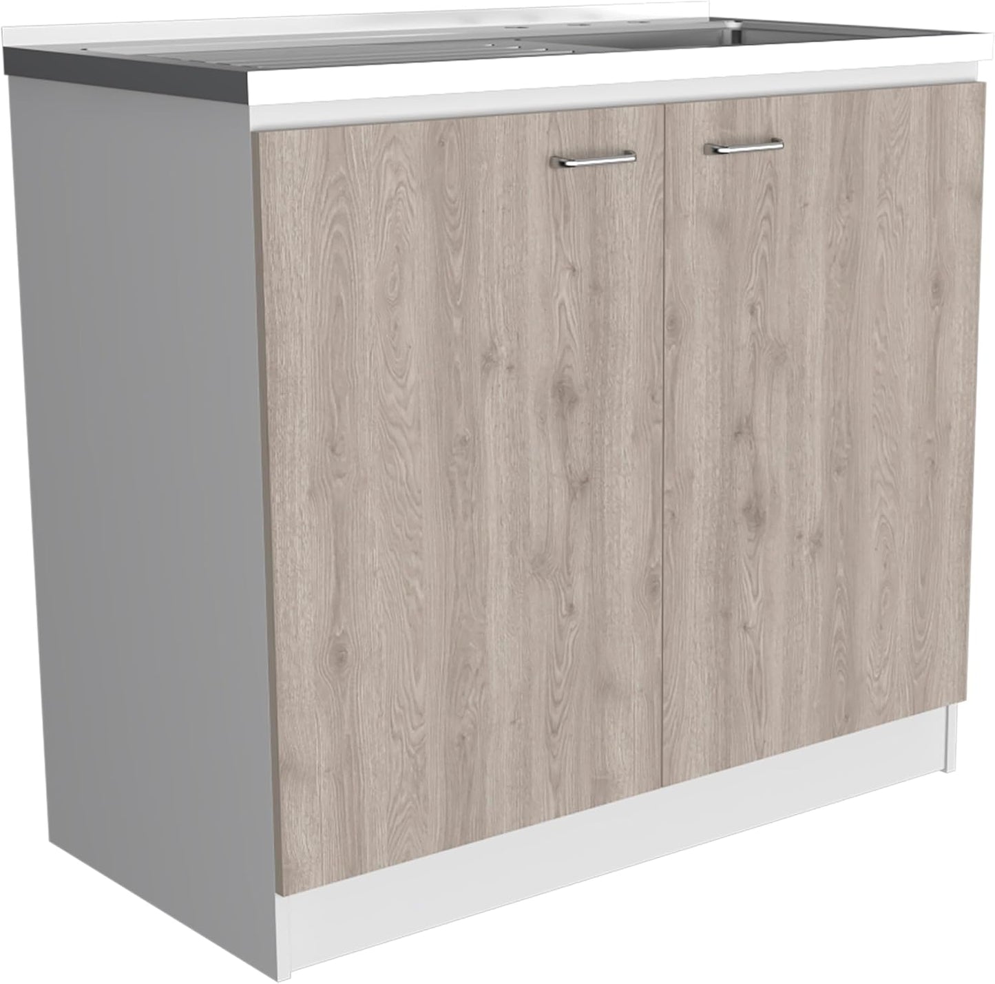 Tuhome Napoles Utility Kitchen Sink, Storage Cabinet with Shelf and Double Doors – All-in-One Kitchen Sink Cabinet for Home or Laundry