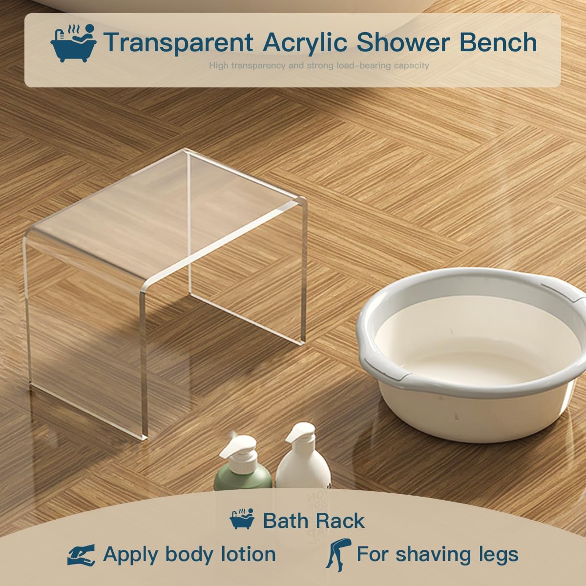 Acrylic 13.4 Inches Small Kids' Step Toilet Stool Set of 2,Clear Footstool for Bathroom, Multi-Use as Shower/Water-Resistant Stool,Seating and Placing Items (10.2" D x 13.4" W x 10.2" H（2PCS)