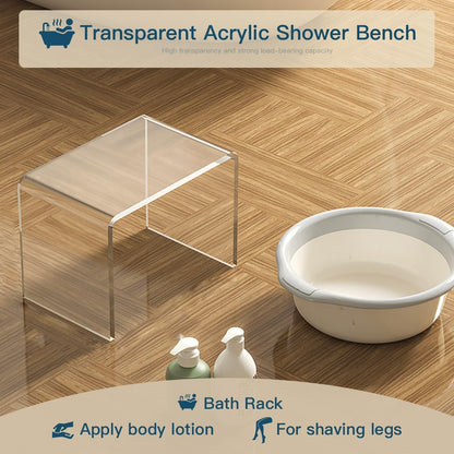 Acrylic 13.4 Inches Small Kids' Step Toilet Stool Set of 2,Clear Footstool for Bathroom, Multi-Use as Shower/Water-Resistant Stool,Seating and Placing Items (10.2" D x 13.4" W x 10.2" H（2PCS)