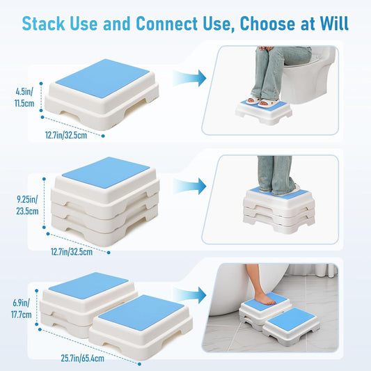 Bath Step,Set of 3 Stackable Bathtub Non Slip Safety Step Stool, Indoor/Outdoor Handicap Wideing Hands Free Platform Medical Portable Stack-Able, for High Beds, Kitchens,Bathroom.