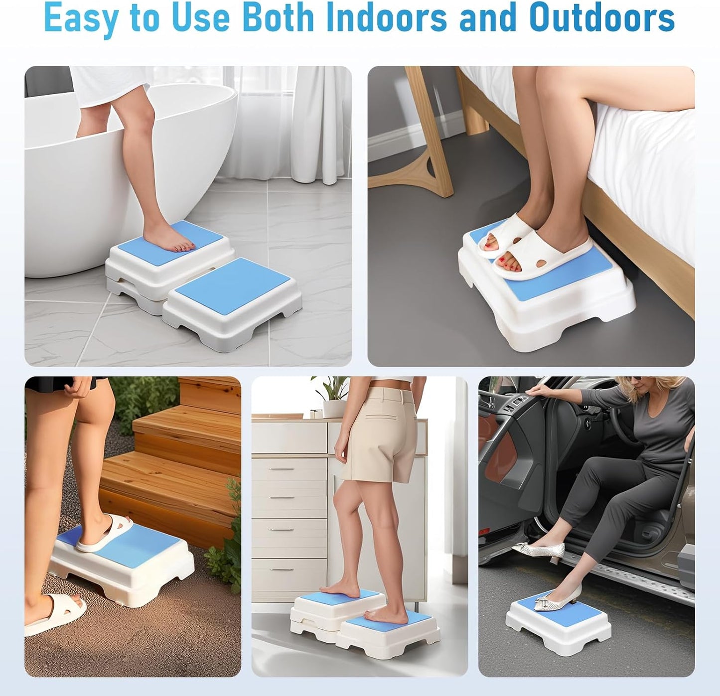 Bath Step,Set of 3 Stackable Bathtub Non Slip Safety Step Stool, Indoor/Outdoor Handicap Wideing Hands Free Platform Medical Portable Stack-Able, for High Beds, Kitchens,Bathroom.