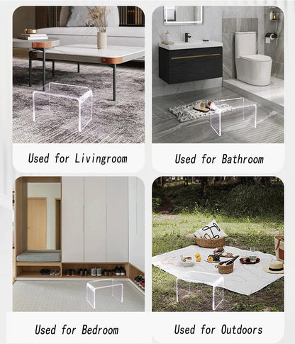 Acrylic 13.4 Inches Small Kids' Step Toilet Stool Set of 2,Clear Footstool for Bathroom, Multi-Use as Shower/Water-Resistant Stool,Seating and Placing Items (10.2" D x 13.4" W x 10.2" H（2PCS)