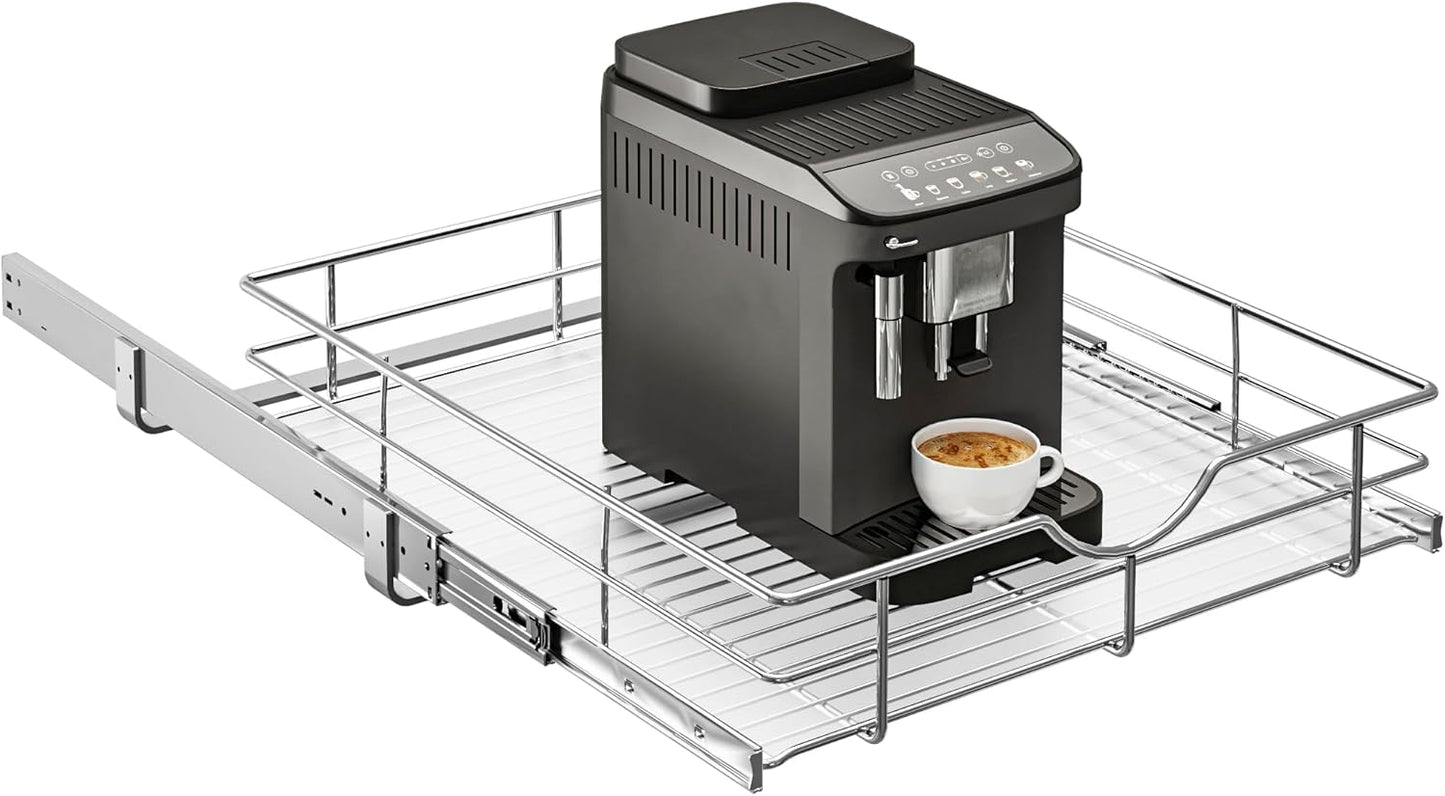 WelFurGeer 2-Tier Kitchen Cabinet Pullout Shelf and Drawer Organizer, Soft Close Pantry Pull Out Shelves, Heavy Duty Pull Out Cabinet Organizer with Shelf Liner for Kitchen Cabinets, Pantry Storage