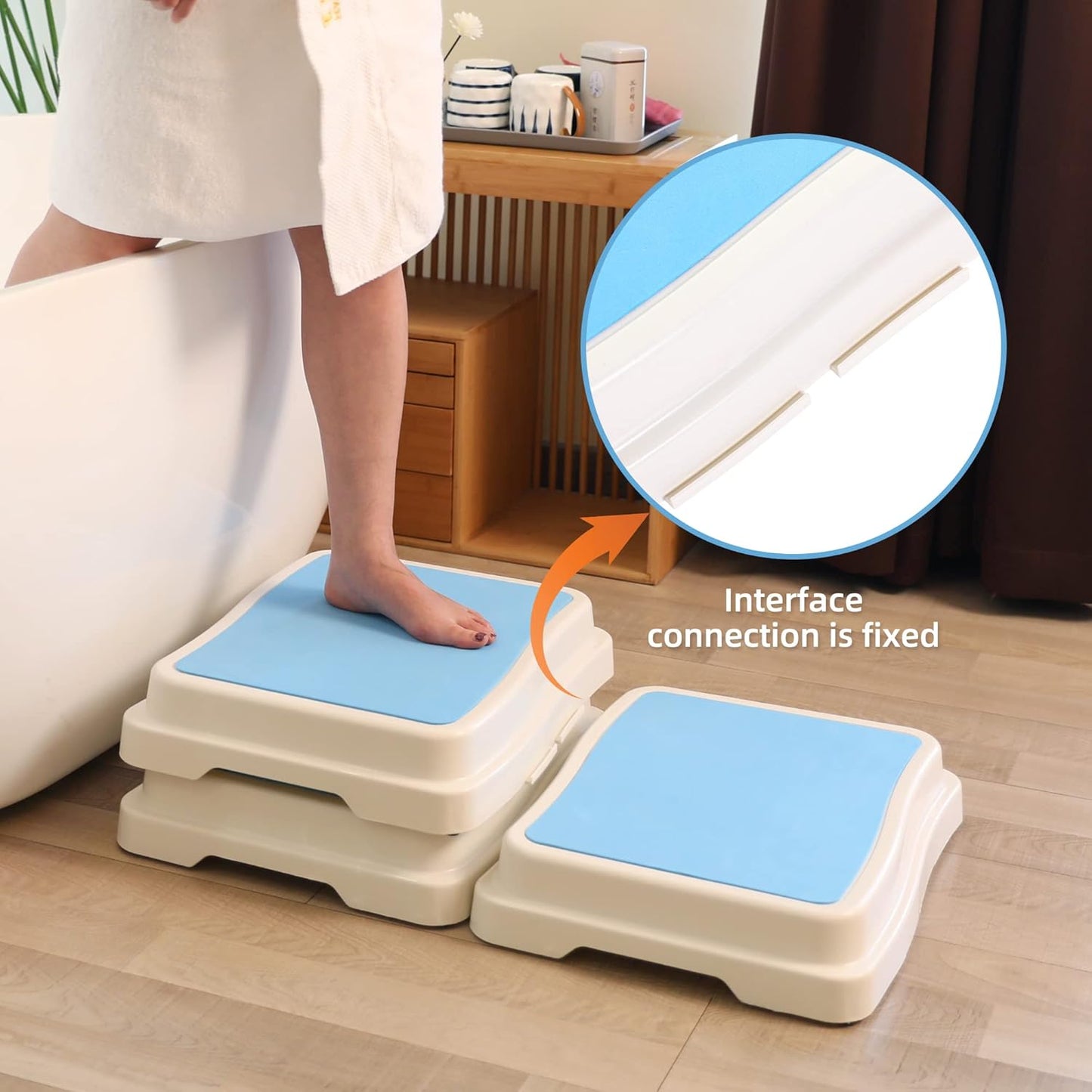 Bath Step,Set of 3 Stackable Bathtub Non Slip Safety Step Stool, Indoor/Outdoor Handicap Wideing Hands Free Platform Medical Portable Stack-Able, for High Beds, Kitchens,Bathroom.