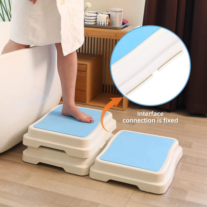 Bath Step,Set of 3 Stackable Bathtub Non Slip Safety Step Stool, Indoor/Outdoor Handicap Wideing Hands Free Platform Medical Portable Stack-Able, for High Beds, Kitchens,Bathroom.