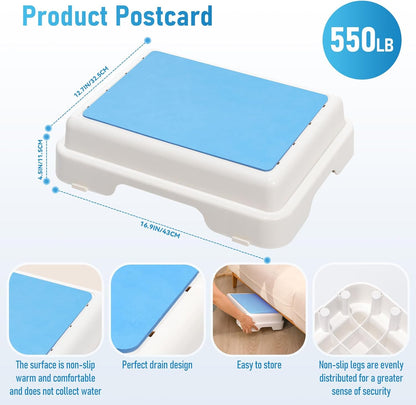 Bath Step,Set of 3 Stackable Bathtub Non Slip Safety Step Stool, Indoor/Outdoor Handicap Wideing Hands Free Platform Medical Portable Stack-Able, for High Beds, Kitchens,Bathroom.