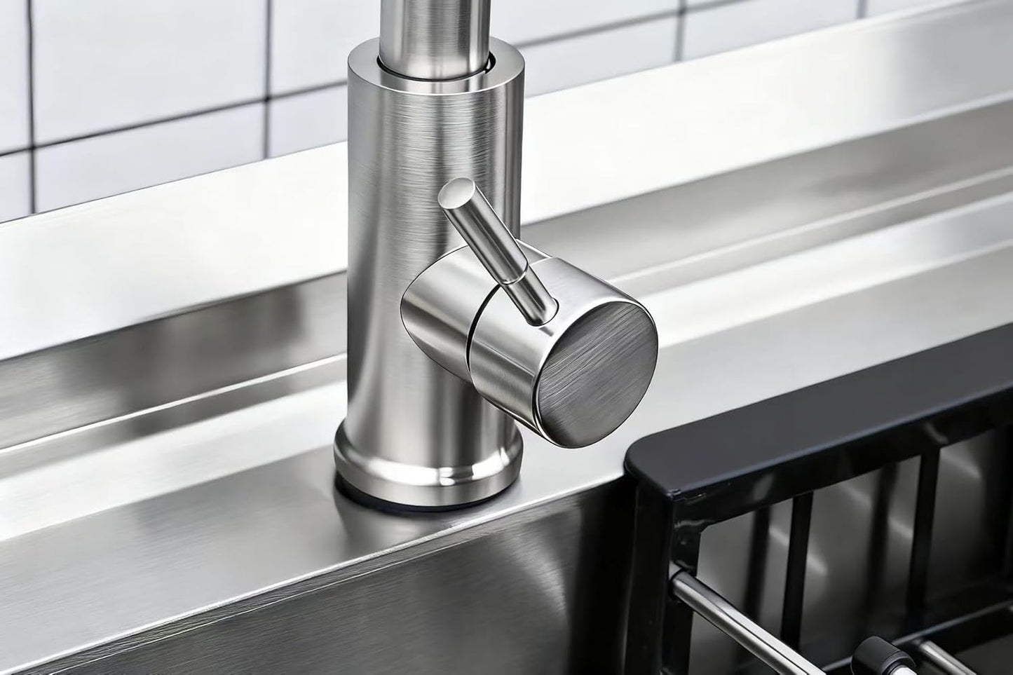 39" Stainless Steel Commercial Kitchen Sink Station with Pull-Down Faucet, Storage Rack, free Standing, wtih one drawer