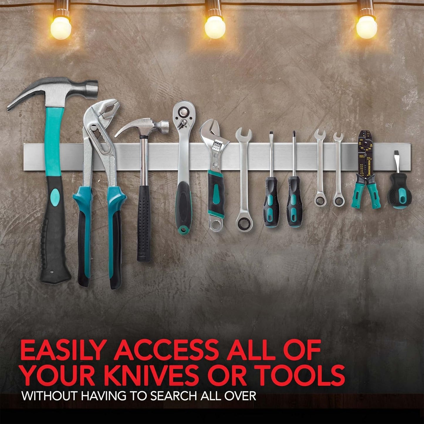 Modern Innovations 24 Inch Stainless Steel Magnetic Knife Bar with Multipurpose Use as Knife Holder, Knife Magnetic Strip, Kitchen Utensil Holder, Tool Holder, Art Supply Organizer & Home Organizer