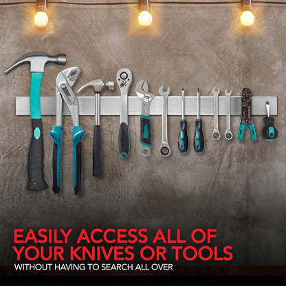 Modern Innovations 24 Inch Stainless Steel Magnetic Knife Bar with Multipurpose Use as Knife Holder, Knife Magnetic Strip, Kitchen Utensil Holder, Tool Holder, Art Supply Organizer & Home Organizer